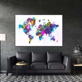 תמונת קנבס מפת העולם מופשט לסלון לעיצוב הבית
