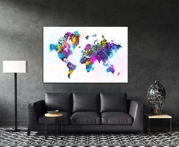 תמונת קנבס מפת העולם מופשט לסלון לעיצוב הבית