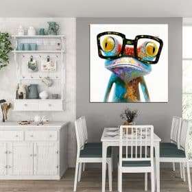 תמונת קנבס צפרדע היפסטר לסלון לעיצוב הבית
