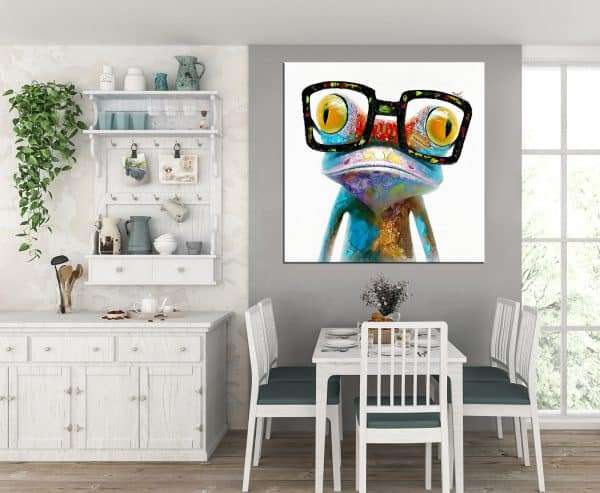 תמונת קנבס צפרדע היפסטר לסלון לעיצוב הבית