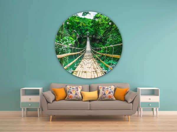תמונת זכוכית גשר הבמבוק ביער לסלון לעיצוב הבית