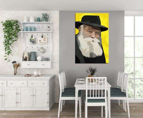 תמונת קנבס הרבי מליובאוויטש צהוב לסלון לעיצוב הבית