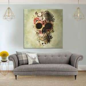 תמונת קנבס פרחי הגולגולת לסלון לעיצוב הבית