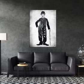 תמונת קנבס צ'פלין טיפוגרפי לסלון לעיצוב הבית