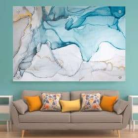 תמונת זכוכית שיש סבוני אפור כחול לסלון לעיצוב הבית