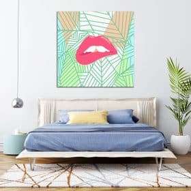 תמונת קנבס שפתיים גאומטרי לסלון לעיצוב הבית