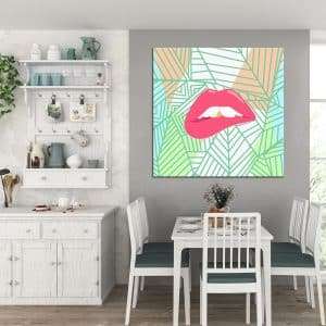 תמונת קנבס שפתיים גאומטרי לסלון לעיצוב הבית