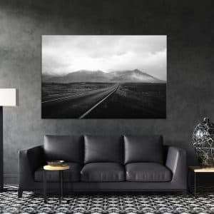 תמונת קנבס דרך שחור לבן לסלון לעיצוב הבית