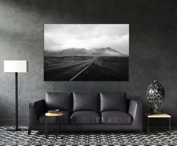 תמונת קנבס דרך שחור לבן לסלון לעיצוב הבית
