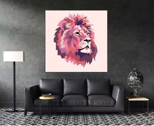 תמונת קנבס האריה הוורוד לסלון לעיצוב הבית