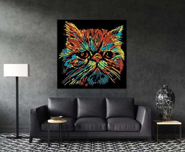 תמונת קנבס חתול אומנותי לסלון לעיצוב הבית