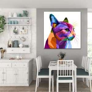 תמונת קנבסחתול מתבונן לסלון לעיצוב הבית