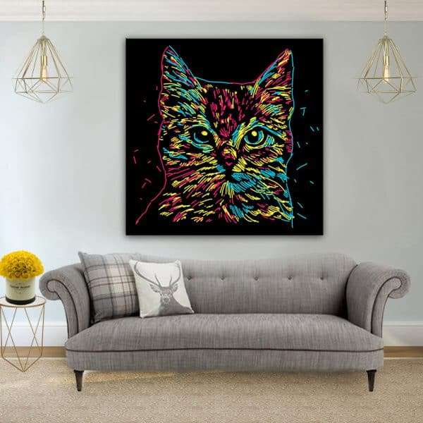 תמונת קנבס חתול פסים אומנותיים לסלון לעיצוב הבית