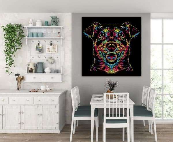 תמונת קנבס כלב פסים אומנותיים לסלון לעיצוב הבית