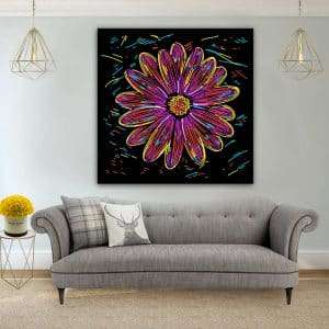 תמונת קנבס פרח פסים אומנותיים לסלון לעיצוב הבית