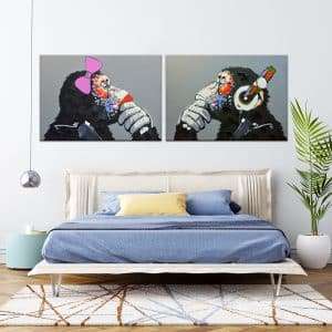 תמונת קנבס הקופים החושבים לסלון לעיצוב הבית