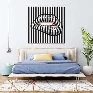 תמונת קנבס שפתיים שחור לבן לסלון לעיצוב הבית
