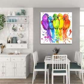 תמונת קנבס תוכים בצבעים לסלון לעיצוב הבית