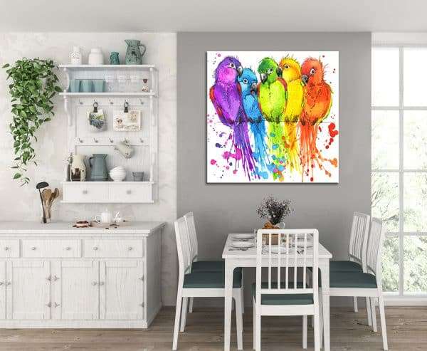 תמונת קנבס תוכים בצבעים לסלון לעיצוב הבית