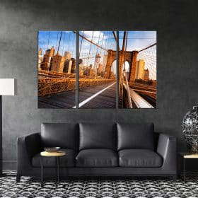 תמונת קנבס גשר ברוקלין בבוקר לסלון לעיצוב הבית
