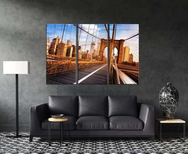 תמונת קנבס גשר ברוקלין בבוקר לסלון לעיצוב הבית