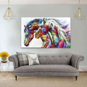 תמונת קנבס סוסים צבעוניים לסלון לעיצוב הבית