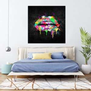 תמונת קנבס שפתיים צבעוניות לסלון לעיצוב הבית