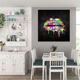 תמונת קנבס שפתיים צבעוניות לסלון לעיצוב הבית