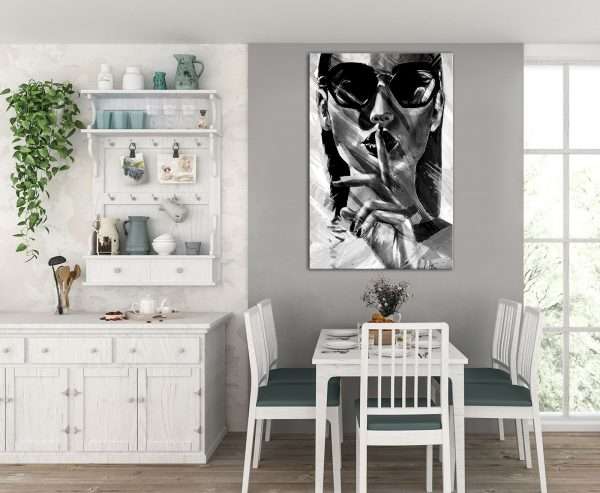 תמונת קנבס שתיקה שחור לבן לסלון לעיצוב הבית