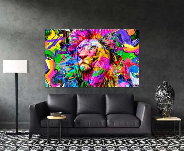 תמונת קנבס אריה בצבע לסלון לעיצוב הבית
