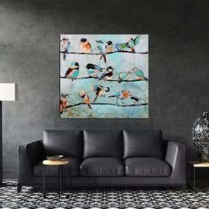 תמונת קנבס ענפי ציפורים לסלון לעיצוב הבית