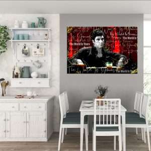 תמונת קנבס לסלון פניי צלקת אדום לעיצוב הבית