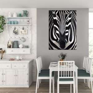 תמונת קנבס זברה קלוזאפ שחור לבן לסלון לעיצוב הבית