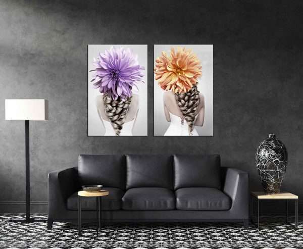 תמונת קנבס פרחים אחוריים לסלון לעיצוב הבית