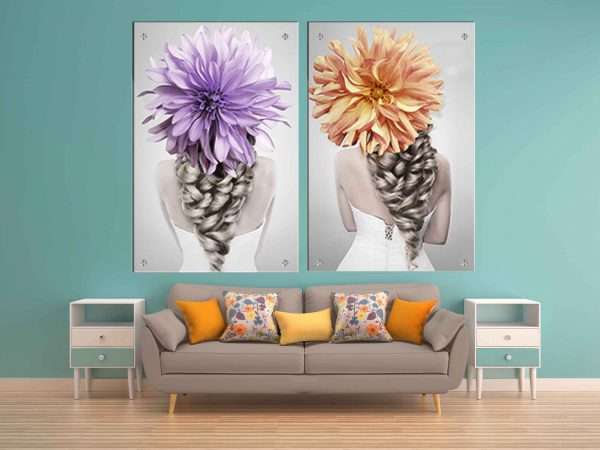 תמונת זכוכית - פרחים אחוריים לעיצוב הבית על קיר בסלון