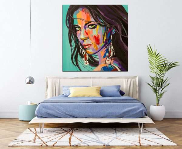 תמונת קנבס אישה בצבע לסלון לעיצוב הבית