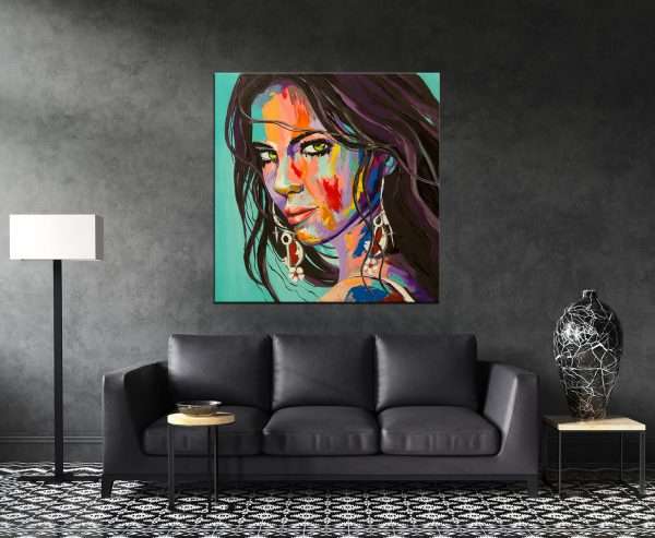 תמונת קנבס אישה בצבע לסלון לעיצוב הבית