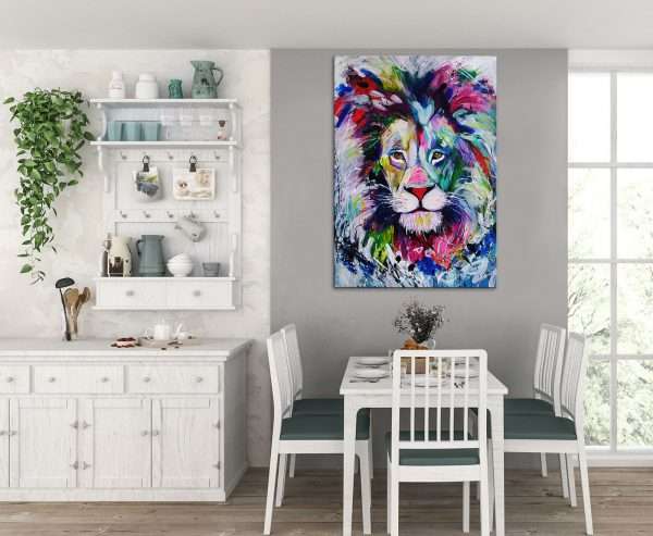 תמונת קנבס אריה פופ ארט לסלון לעיצוב הבית