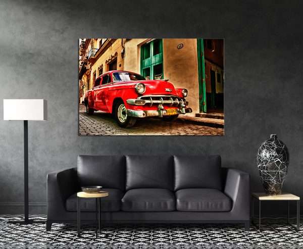 תמונת קנבס אדומה של קובה לסלון לעיצוב הבית