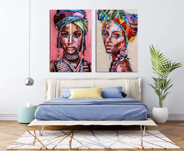 תמונת קנבס אפריקאיות צבעוניות לסלון לעיצוב הבית