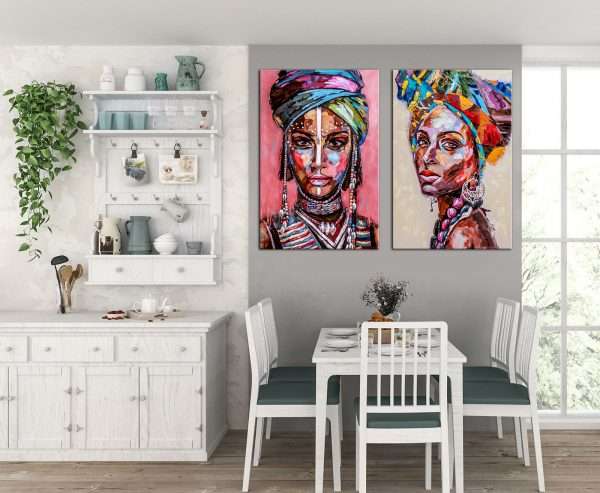 תמונת קנבס אפריקאיות צבעוניות לסלון לעיצוב הבית