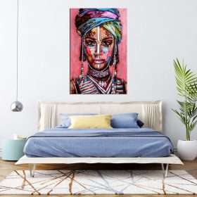 תמונת קנבס אפריקאית צבעונית פורטרט לעיצוב הבית