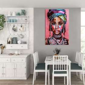 תמונת קנבס אפריקאית צבעונית פורטרט לעיצוב הבית