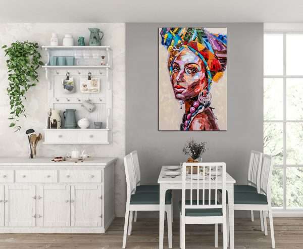 תמונת קנבס אפריקאית צבעונית פרופיל לסלון לעיצוב הבית