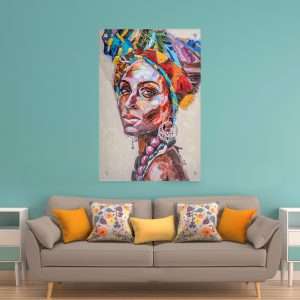 תמונת זכוכית אפריקאית צבעונית פרופיל לסלון לעיצוב הבית