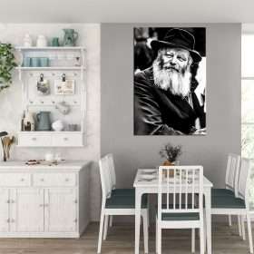 תמונת קנבס הרבי מליובאוויטש שחור לבן לסלון לעיצוב הבית