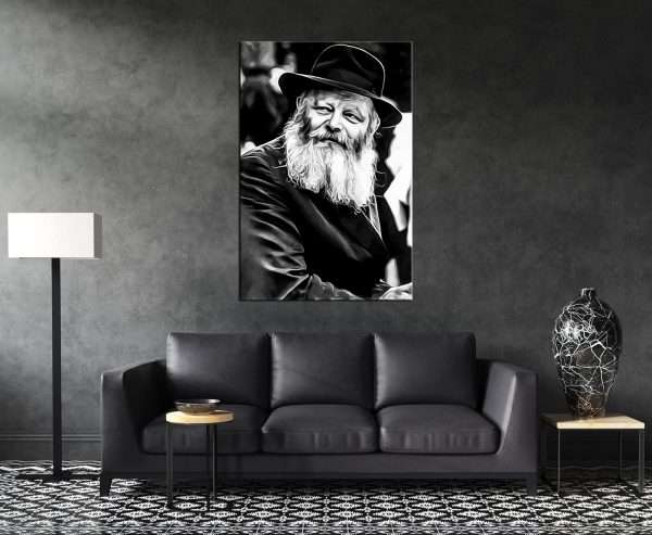 תמונת קנבס הרבי מליובאוויטש שחור לבן לסלון לעיצוב הבית