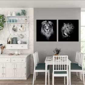 תמונת קנבס טורפים שחור לבן לסלון לעיצוב הבית