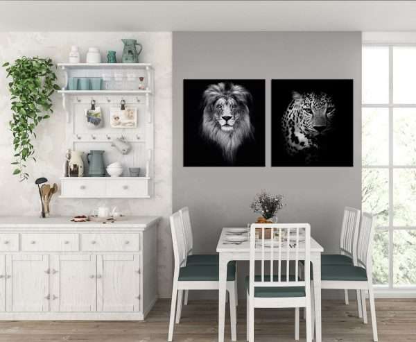 תמונת קנבס טורפים שחור לבן לסלון לעיצוב הבית