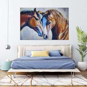תמונת קנבס סוסים ראש בראש לסלון לעיצוב הבית
